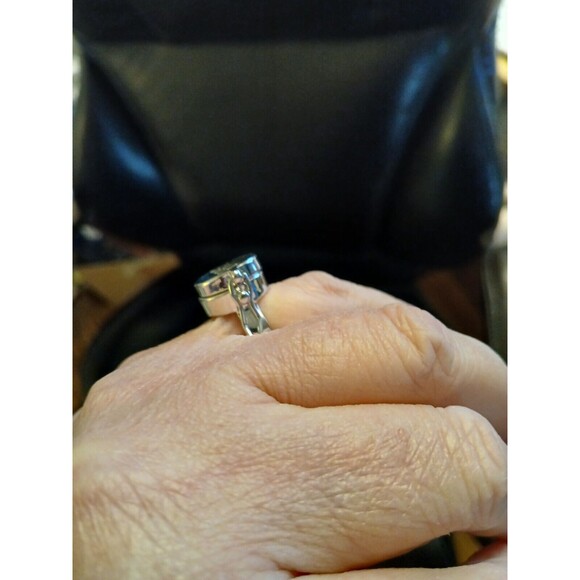 BFF Silver Rectangle Ring Size 8 Opens Secret Compartment Poison Ring - Picture 7 of 10